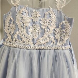Elegant Blue Lace Kids Dress